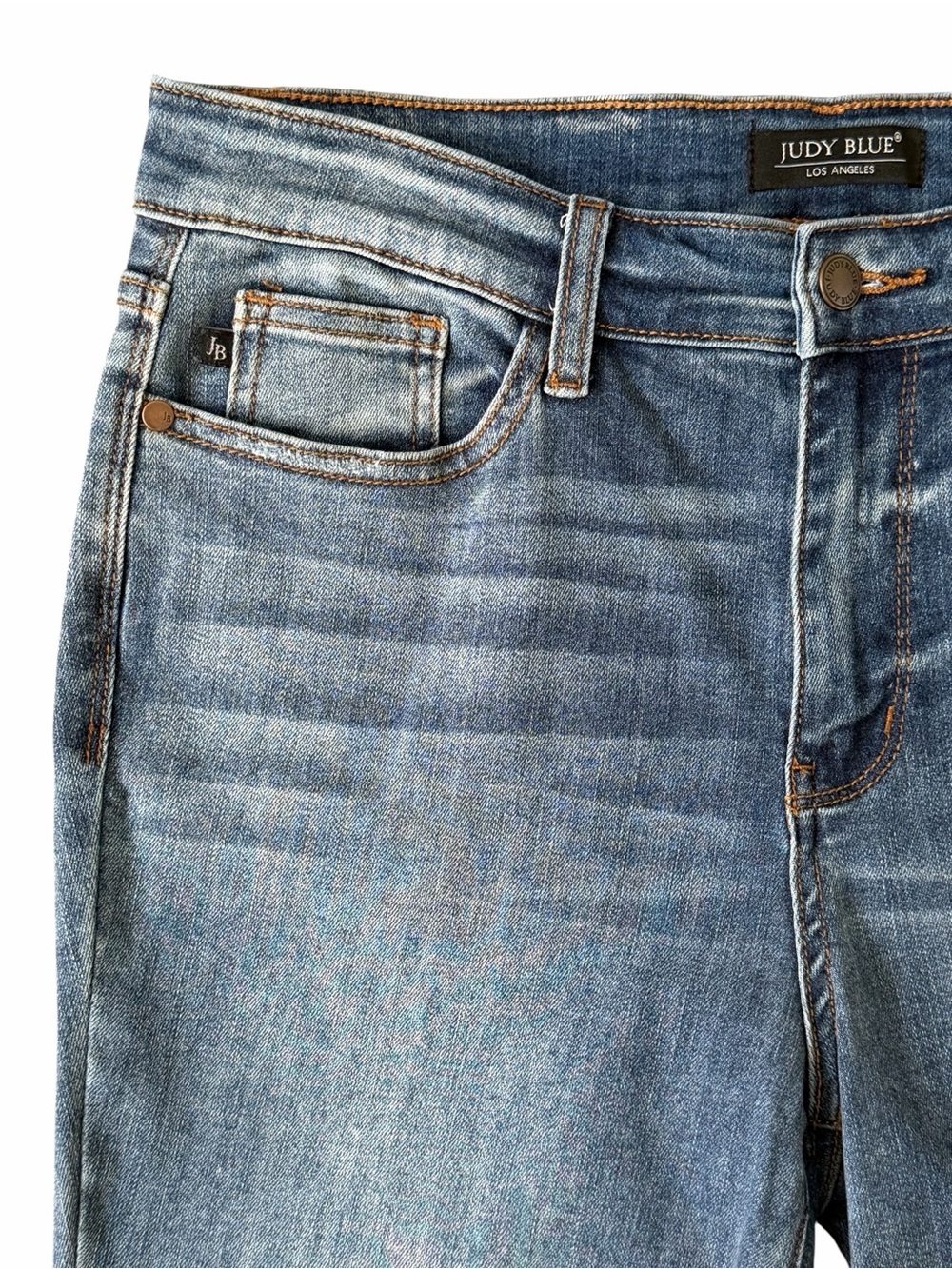 Judy Blue Womens Cropped Boot Jeans Size 11/30 High Rise Raw Hem Distressed - Picture 8 of 13